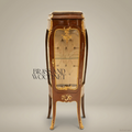 Louis XV Rococo Mahogany Display Vitrine - Bombé Form with Gilt Ormolu Mounts & Marble Top