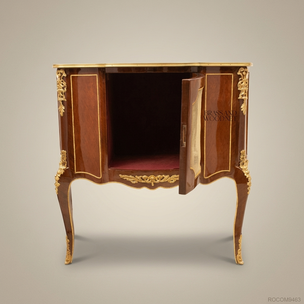 Louis XV Rococo Mahogany & Gilt Bronze Commode with Glass Door