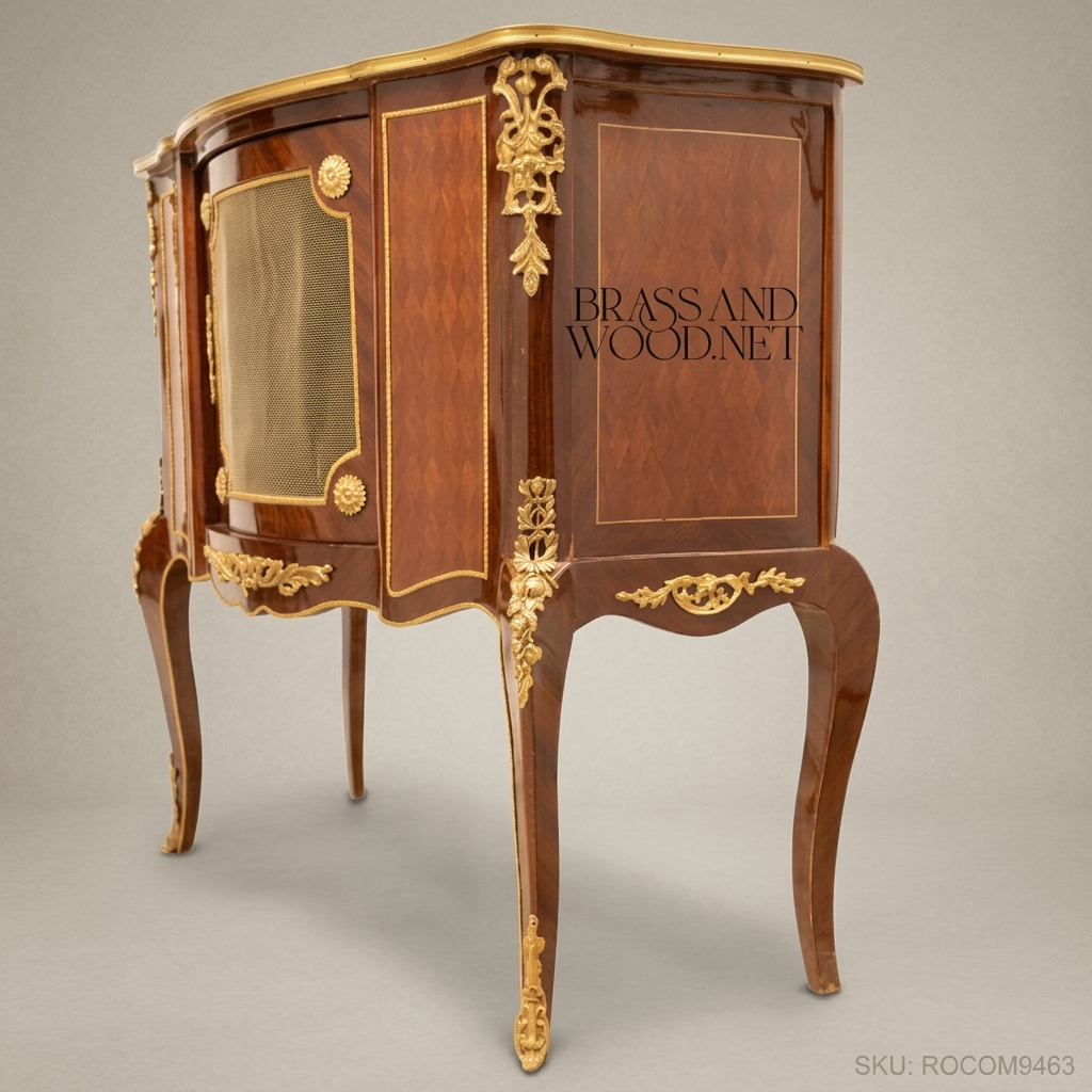 Louis XV Rococo Mahogany & Gilt Bronze Commode with Glass Door