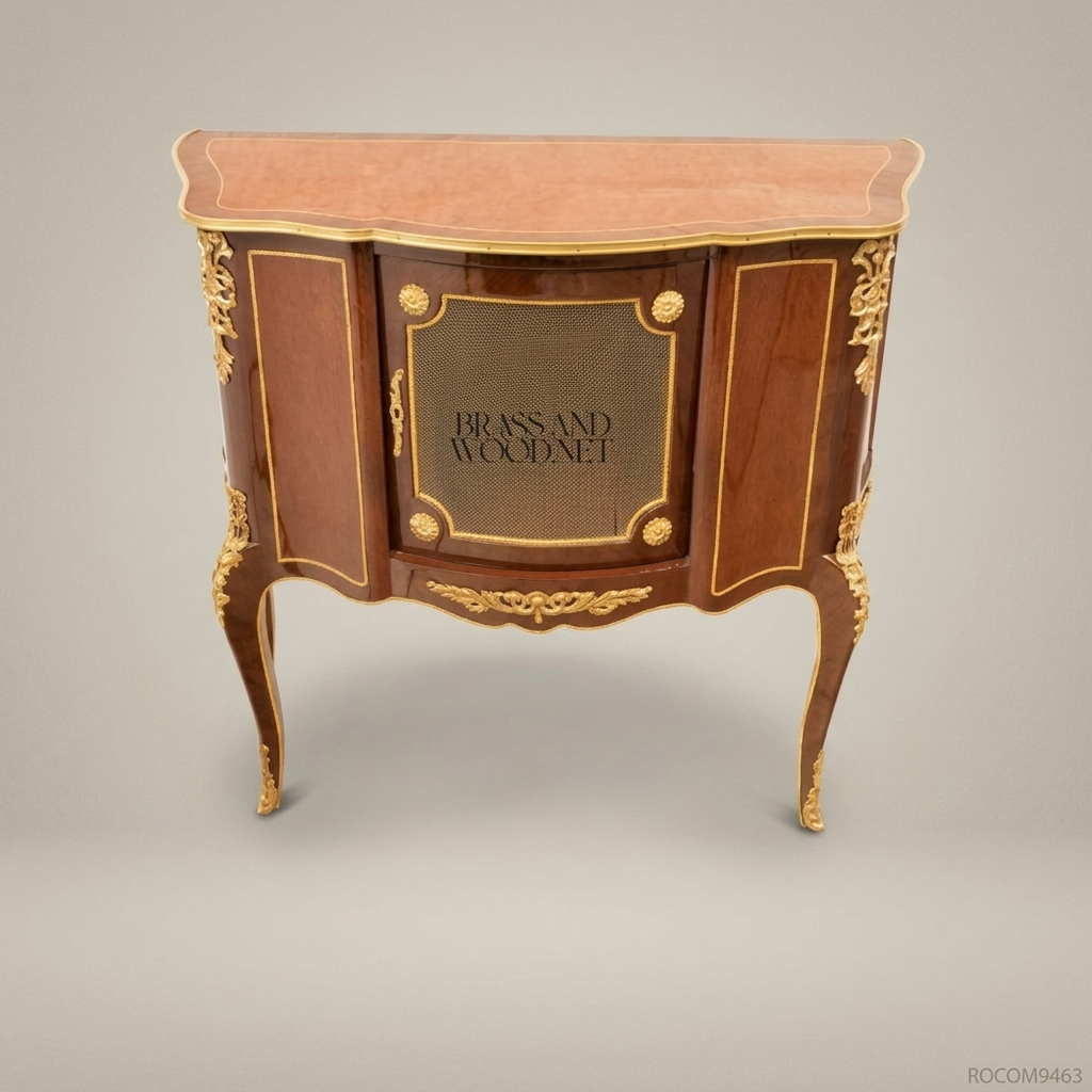 Louis XV Rococo Mahogany & Gilt Bronze Commode with Glass Door