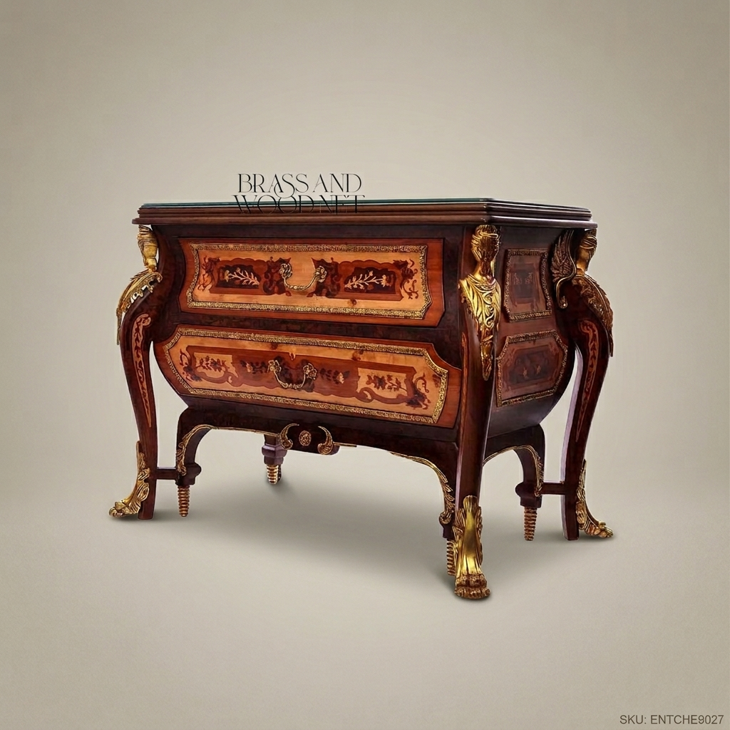 Louis XV Bombe Commode with Marquetry Inlay & Gilt Bronze Mounts