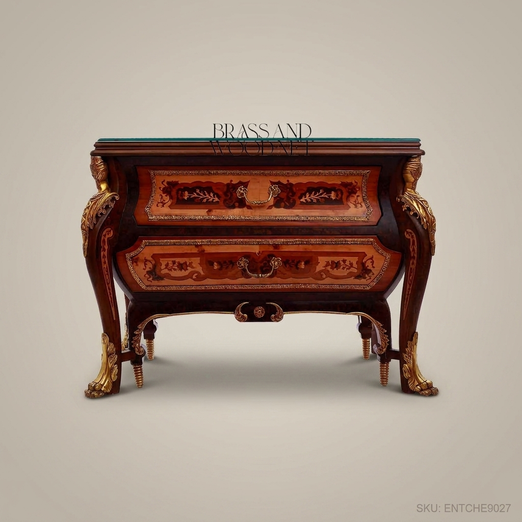 Louis XV Bombe Commode with Marquetry Inlay & Gilt Bronze Mounts