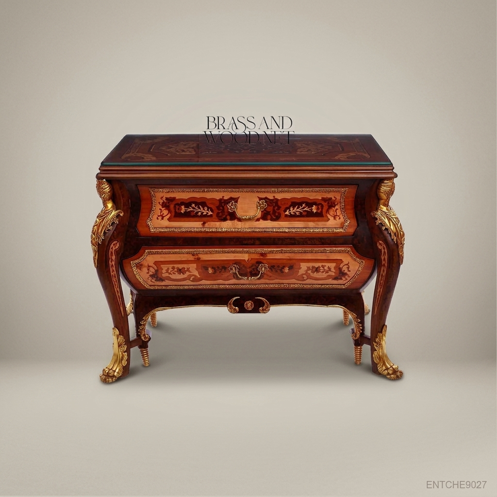 Louis XV Bombe Commode with Marquetry Inlay & Gilt Bronze Mounts