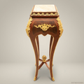 Louis XV Rococo Marquetry Pedestal Stand with Gilt Bronze Mounts & Marble Top