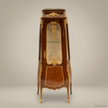 Louis XV Rococo Marquetry Vitrine Cabinet with Gilt Bronze Mounts & Marble Top