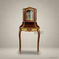 Louis XV Rococo Marquetry Vitrine Cabinet with Ormolu Mounts — Cabriole Leg Display Stand