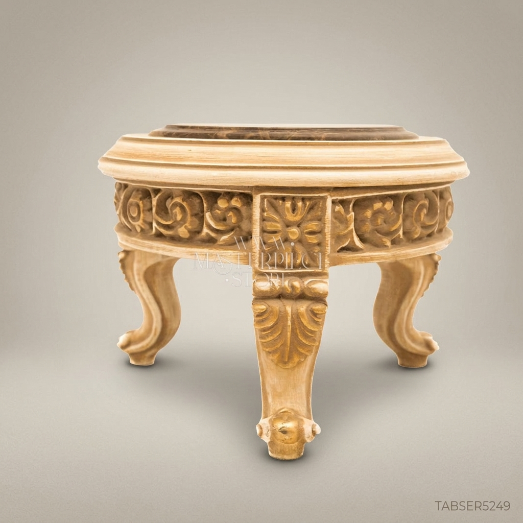 Louis XV Nesting Coffee Tables – Ivory Lacquer & Emperador Marble