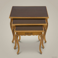 Louis XV Rococo Nesting Tables | Gold Leaf & Dark Walnut Top