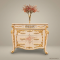 Louis XV Rococo Painted Chest of Drawers - Cream & Gold Bombé Commode with Hand-Painted Florals