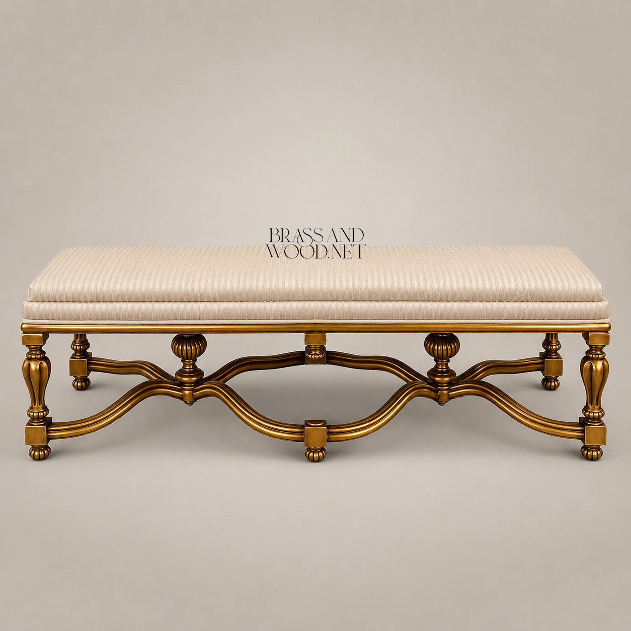Louis XV Rococo Revival Bedroom Set — Shell-Carved Gilt Frame with Ivory Damask Upholstery