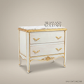 Louis XV Rococo Revival Ivory Chest of Drawers with Gilt Mounts & Marble Top
