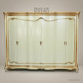 Louis XV Rococo Revival Six-Door Grand Armoire in Ivory & Antique Gold