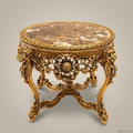 Louis XV Rococo Round Entryway Table | Gold Leaf Carved Wood & Marble