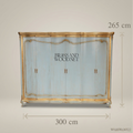 Louis XV Rococo Revival Six-Door Painted Wardrobe — Powder Blue & Antique Gold Serpentine Cornice