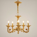 Louis XV Rococo Solid Brass 5-Arm Chandelier with Acanthus Scroll Arms — Gold