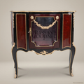 Louis XV Rococo Vitrine Commode – Deep Burgundy Lacquer & Gilt Brass Mounts