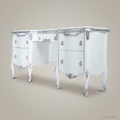 Louis XV Rococo Revival White Lacquer Dressing Table with Silver-Leaf Shell-Crest Mirror