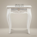 Louis XV Rococo White Lacquered Nightstand with Cane Drawer & Marble Top