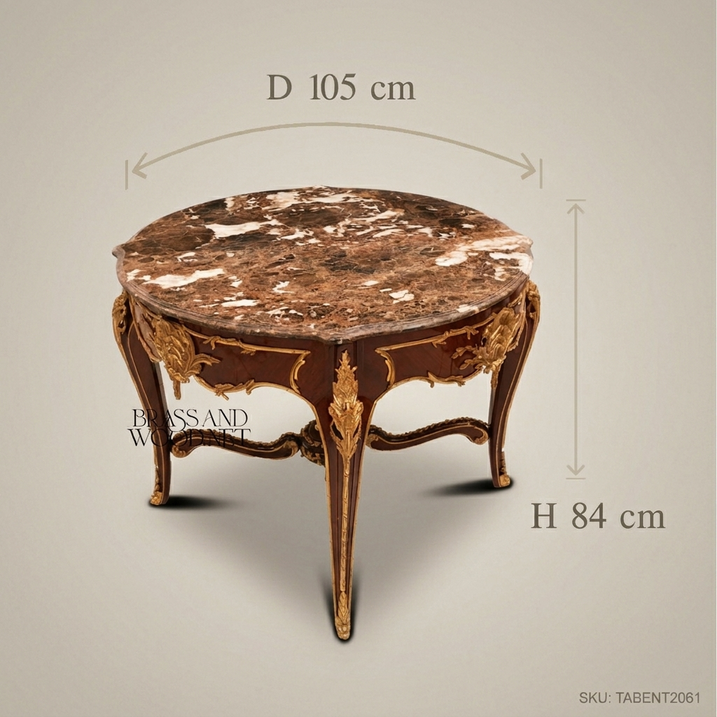 Louis XV Round Centre Table – Marble Top & Gilt Bronze Ormolu Mounts