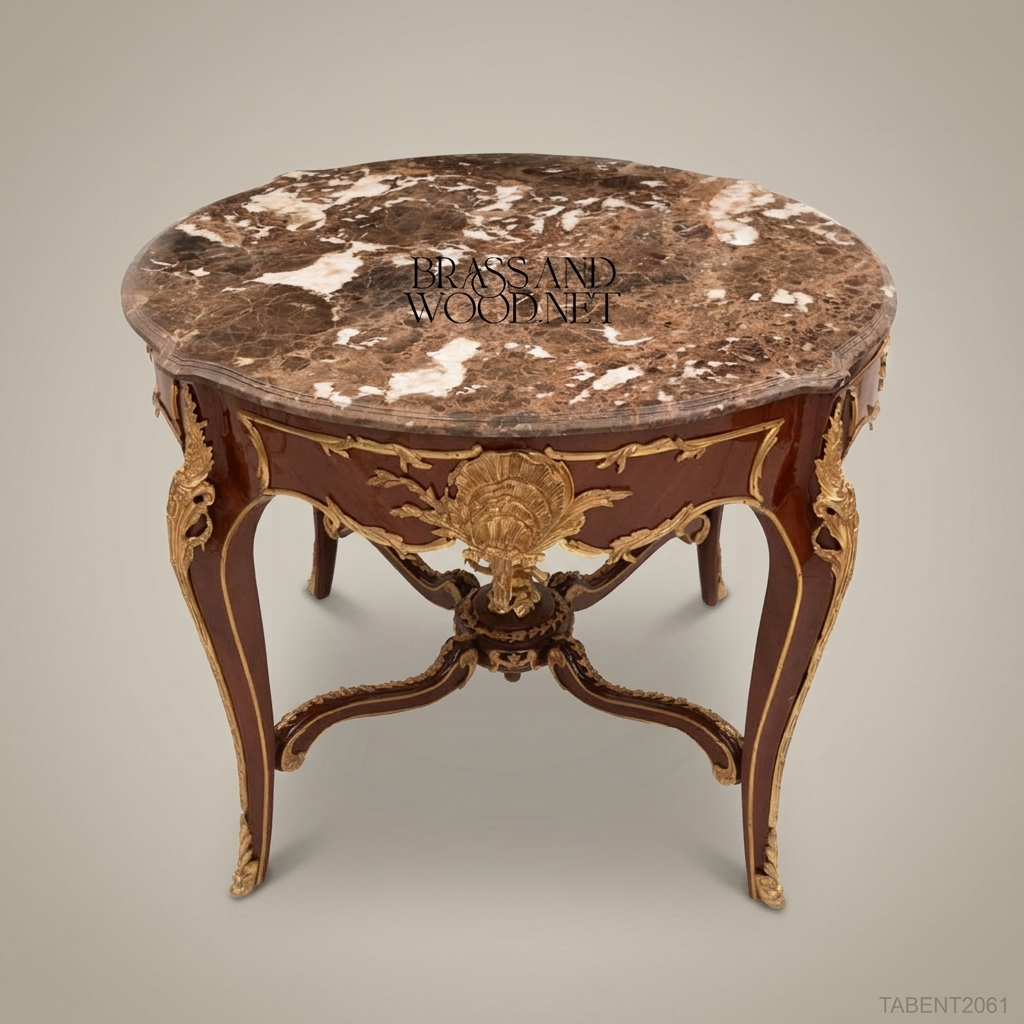 Louis XV Round Centre Table – Marble Top & Gilt Bronze Ormolu Mounts