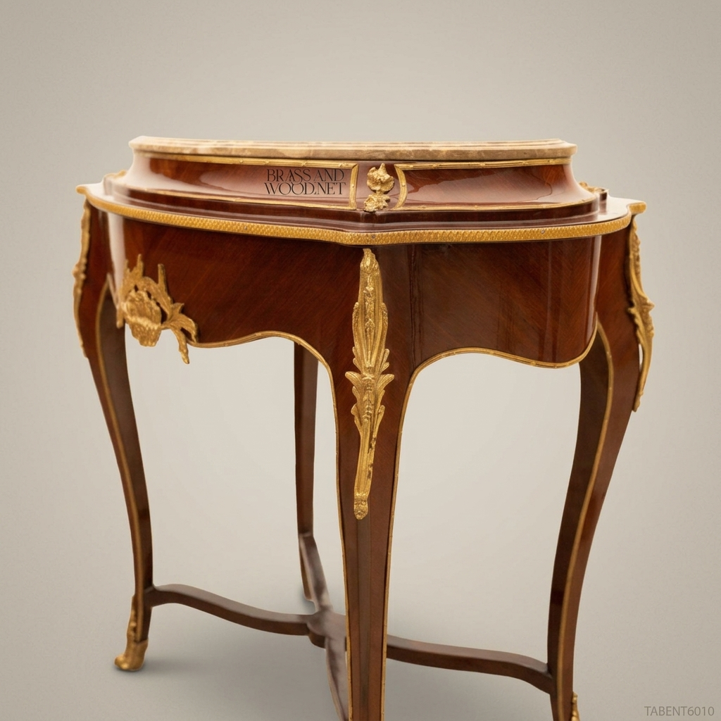Louis XV Round Side Table – Marble Top & Ormolu Mounts on Mahogany
