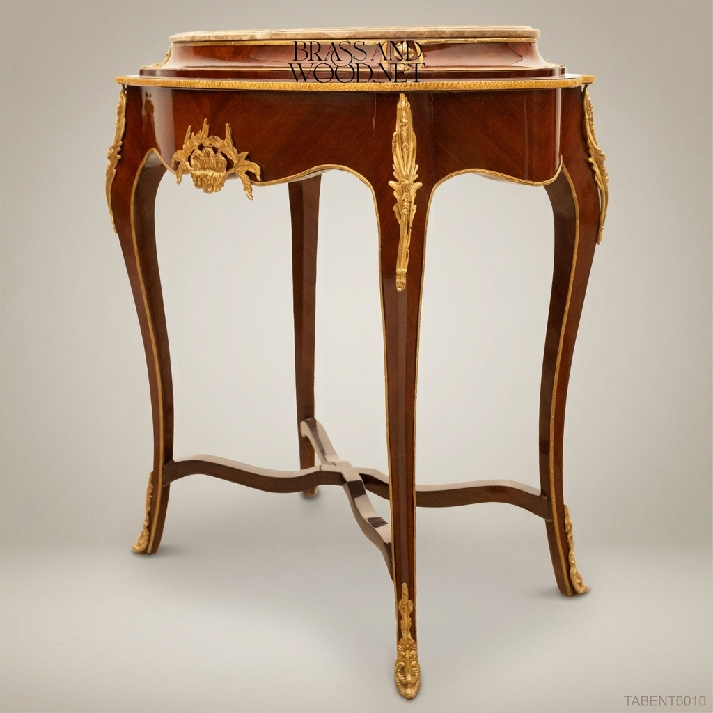 Louis XV Round Side Table – Marble Top & Ormolu Mounts on Mahogany