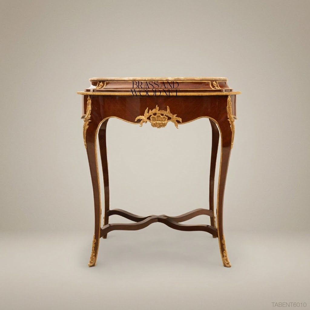 Louis XV Round Side Table – Marble Top & Ormolu Mounts on Mahogany