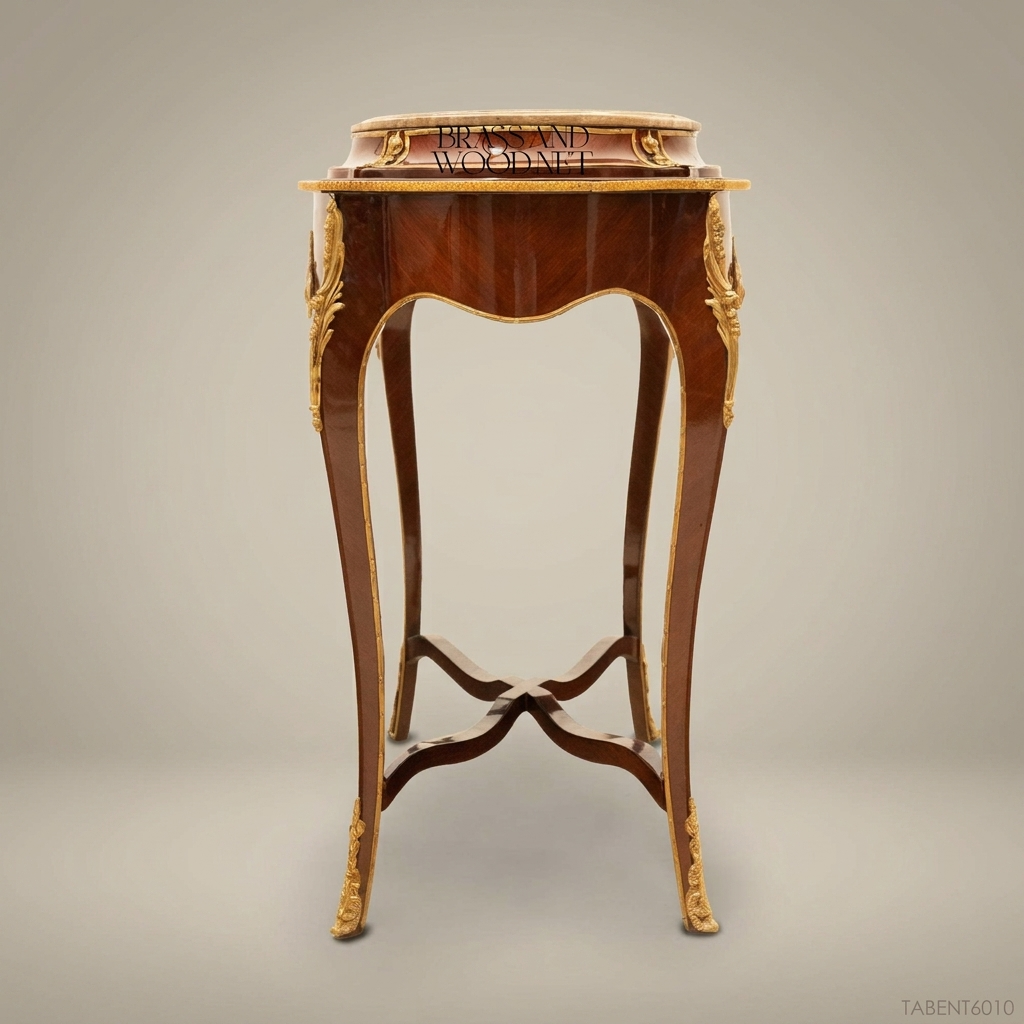 Louis XV Round Side Table – Marble Top & Ormolu Mounts on Mahogany