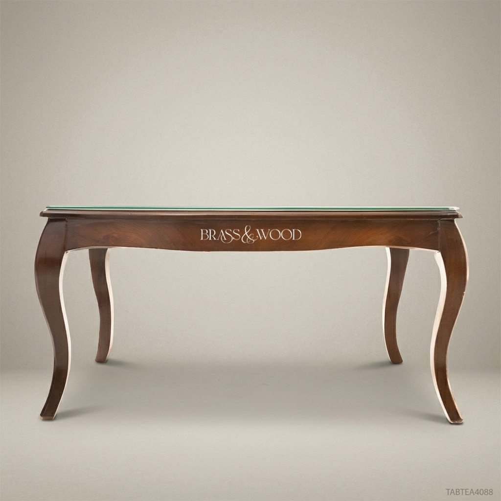 Louis XV Walnut Tea Table with Glass Top
