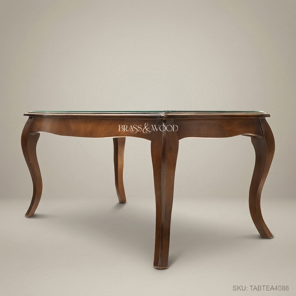 Louis XV Walnut Tea Table with Glass Top