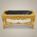 Louis XVI Baroque Centre Table – Gold Leaf Carved Wood & Black Marble Top