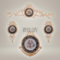 Louis XVI Brass & Porcelain Wall Medallion with Bow & Rocaille Frame — Gold
