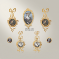 Louis XVI Brass Wall Frame with Bow Ribbon & Floral Swag Ornament — Gold