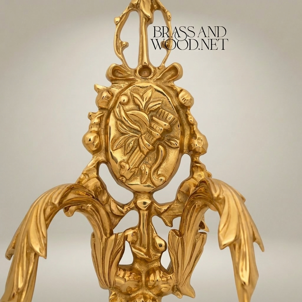 Louis XVI Brass Wall Sconce - Twin Arm Crystal Pendants & Fluted Glass Shades