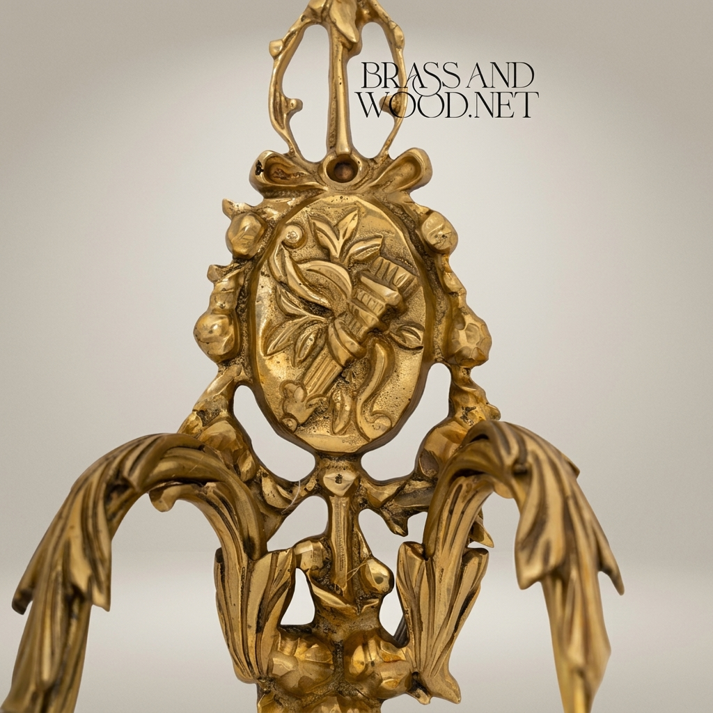 Louis XVI Brass Wall Sconce - Twin Arm Crystal Pendants & Fluted Glass Shades — Antique Gold
