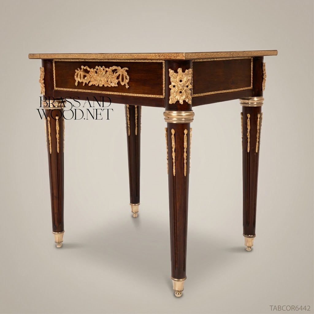 Louis XVI Corner Table with Marquetry Top & Gilt Bronze Mounts