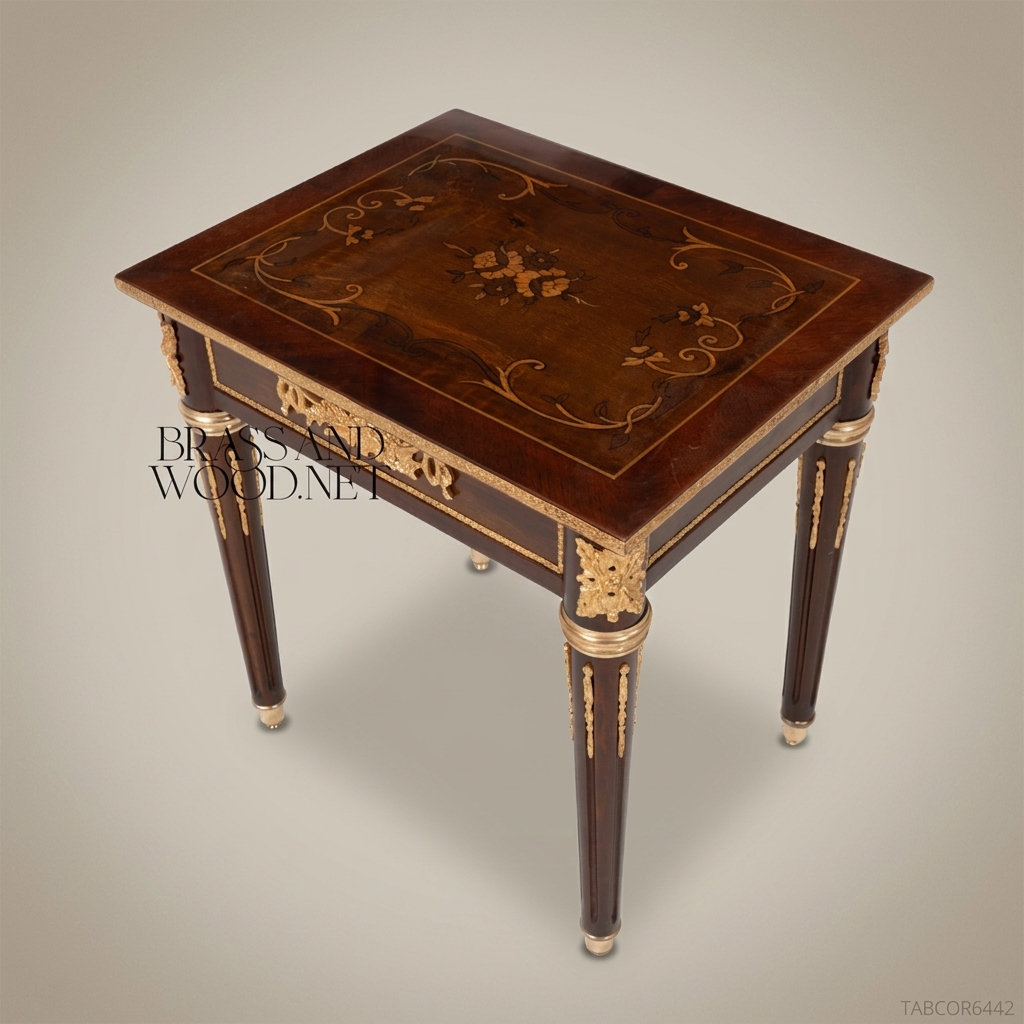 Louis XVI Corner Table with Marquetry Top & Gilt Bronze Mounts