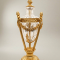 Louis XVI Crystal Urn Table Lamp with Brass Garland & Pinecone Finials — Gold
