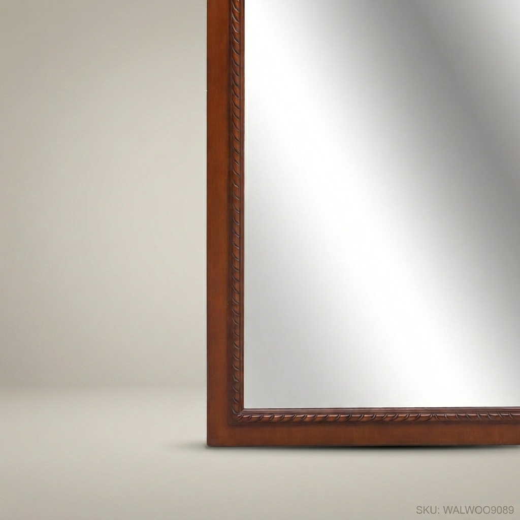 Louis XVI Full-Length Floor Mirror – Carved Walnut Frame with Painted Medallion