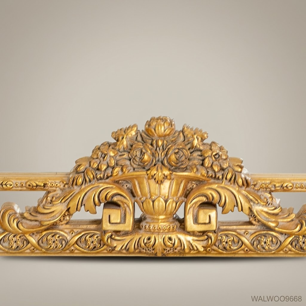 Louis XVI Gold Leaf Full-Length Floor Mirror – Ornate Carved Floral Frame
