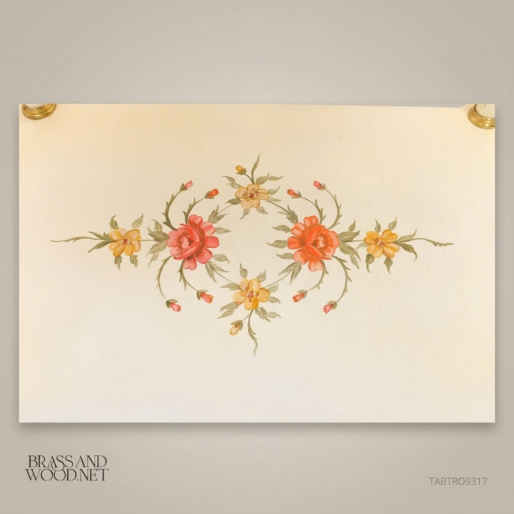 Louis XVI Ivory & Gold Leaf Tea Trolley with Hand-Painted Floral Panels
