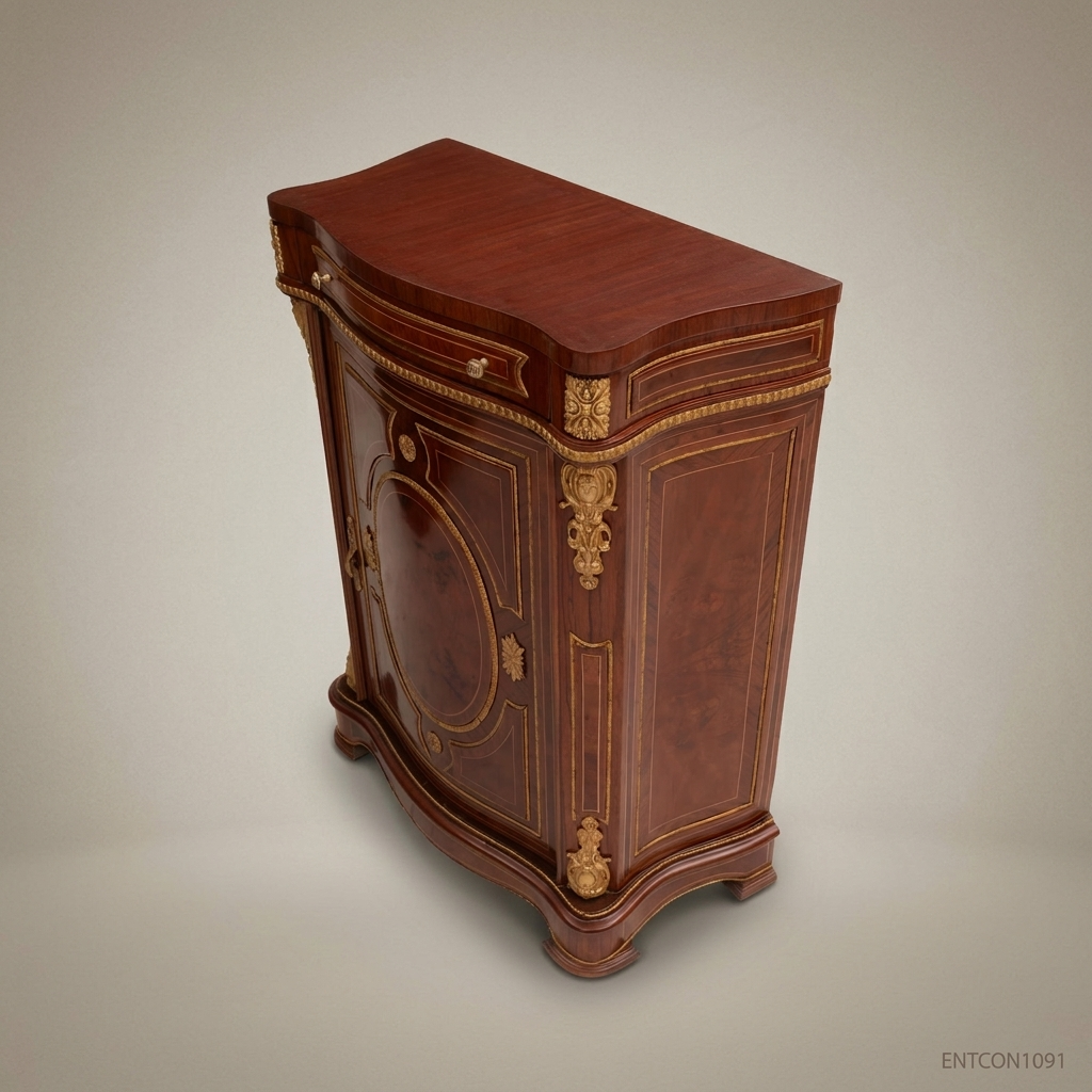 Louis XVI Mahogany & Brass Marquetry Console Cabinet