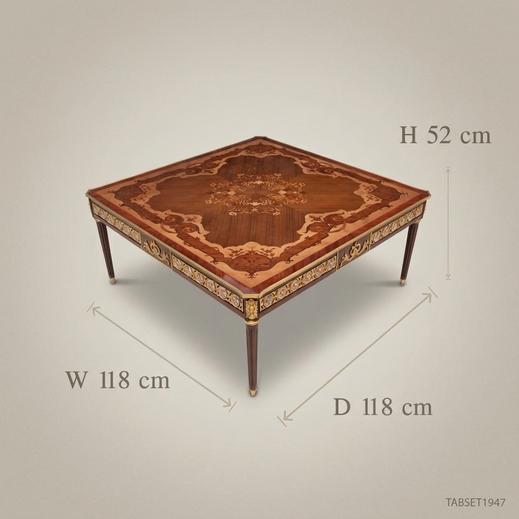 Louis XVI Marquetry Coffee Table with Gilt Bronze Mounts