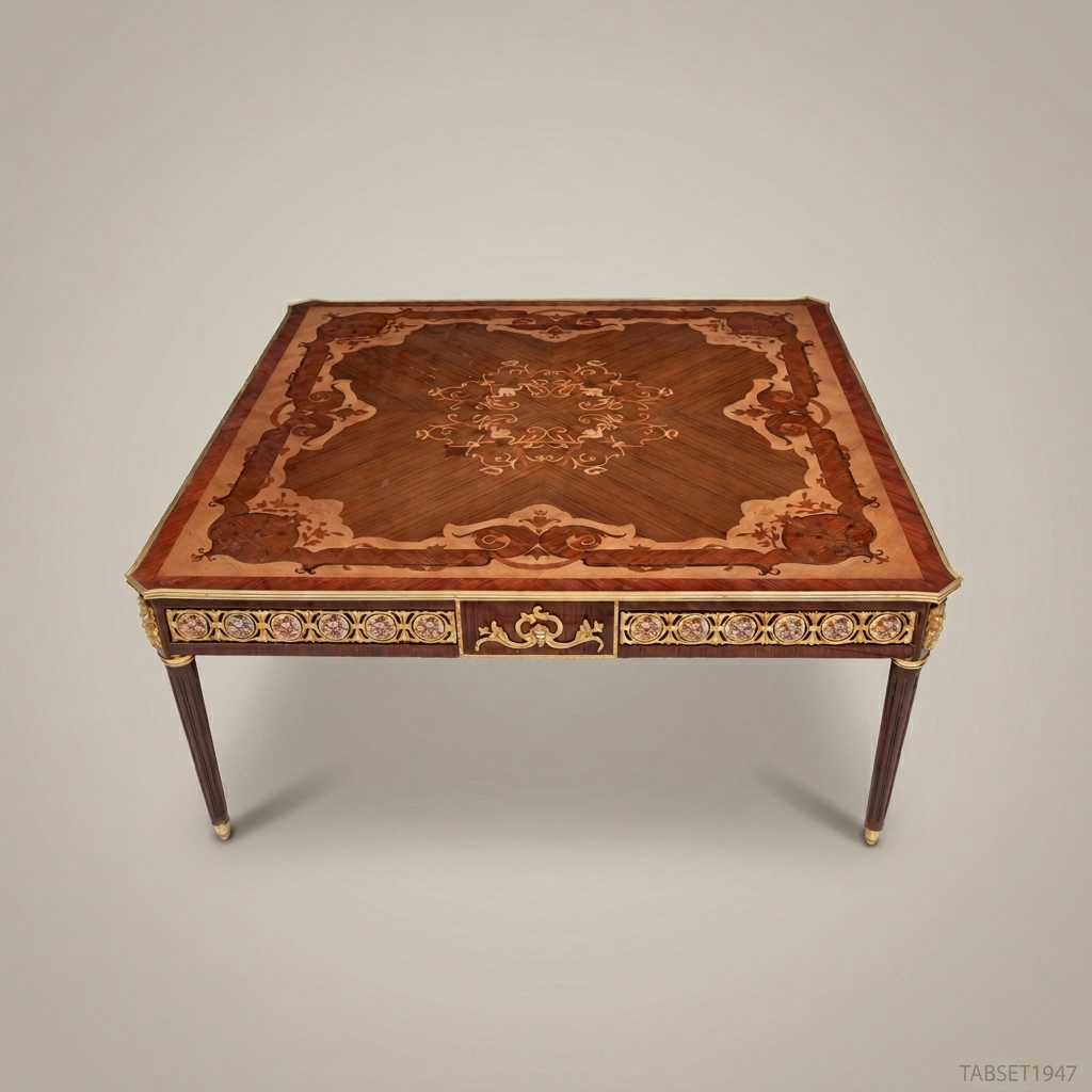 Louis XVI Marquetry Coffee Table with Gilt Bronze Mounts