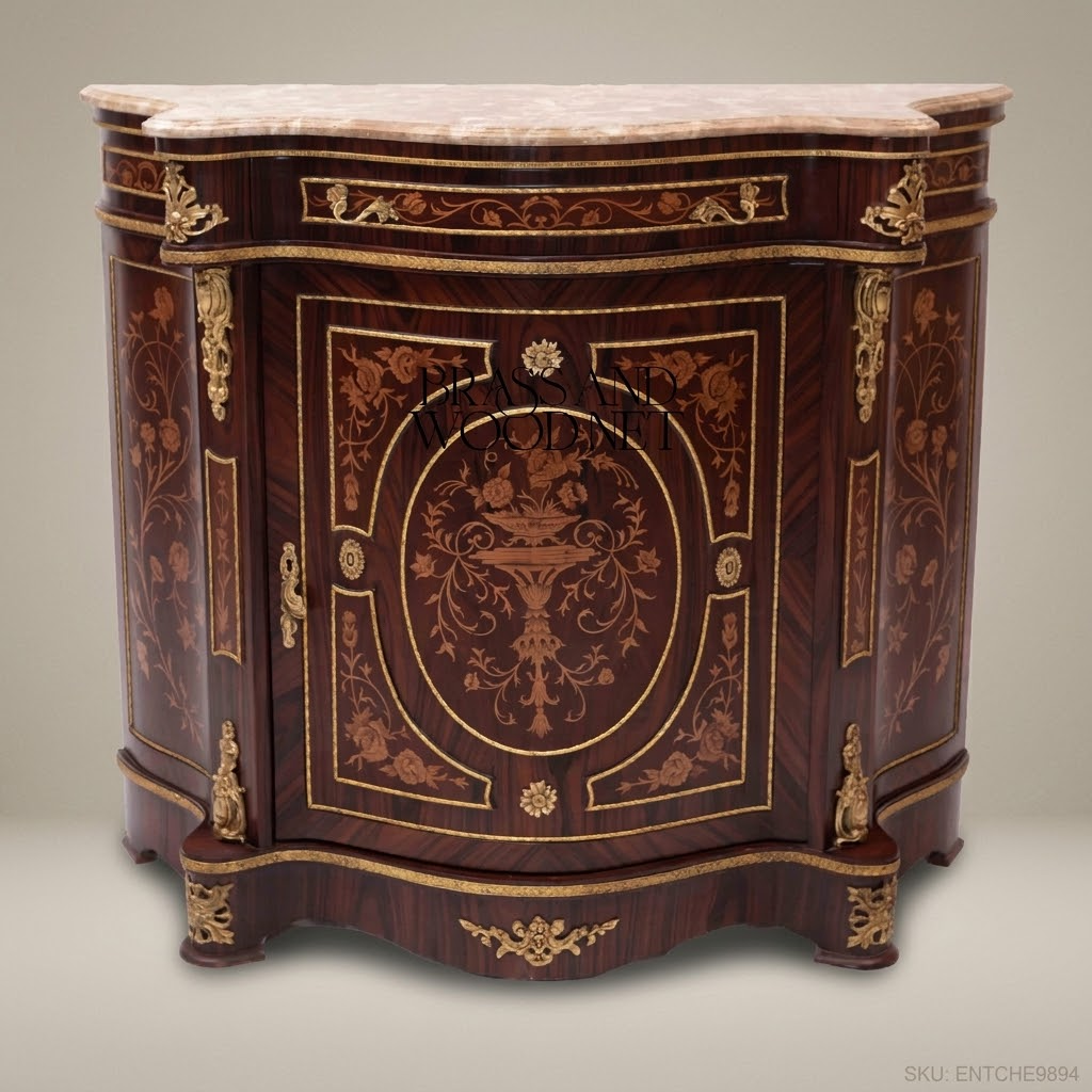 Louis XVI Marquetry Commode – Rosewood, Marble Top & Gilt Bronze Mounts