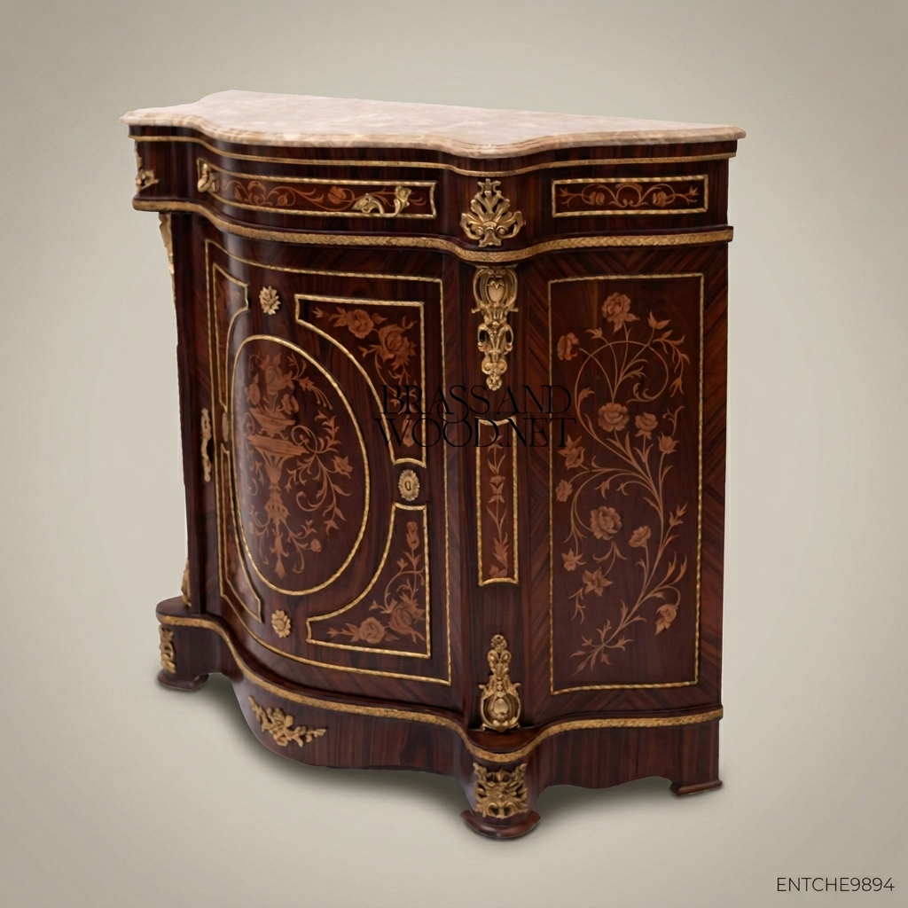 Louis XVI Marquetry Commode – Rosewood, Marble Top & Gilt Bronze Mounts