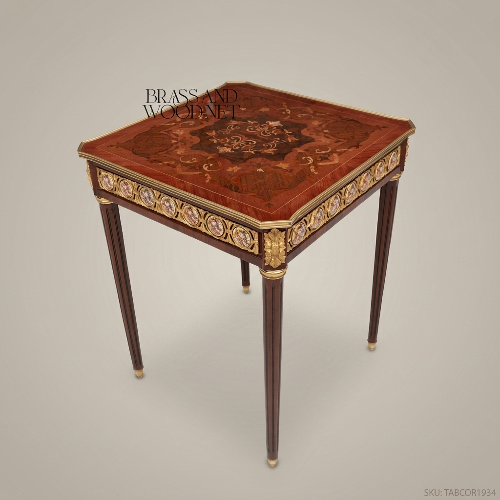 Louis XVI Marquetry Corner Table with Gilt Bronze Mounts