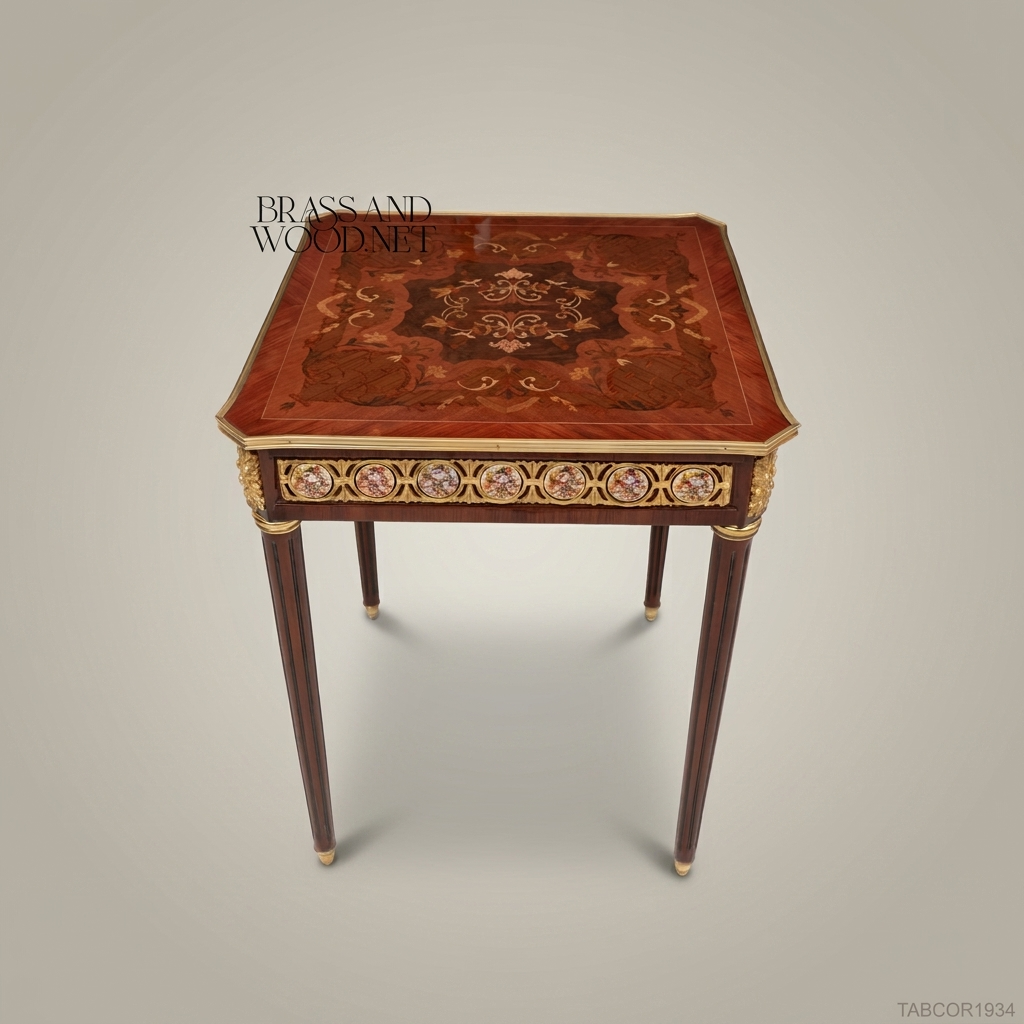 Louis XVI Marquetry Corner Table with Gilt Bronze Mounts