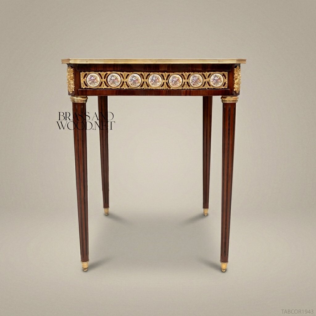 Louis XVI Marquetry Corner Table with Gilt Bronze & Porcelain Medallions