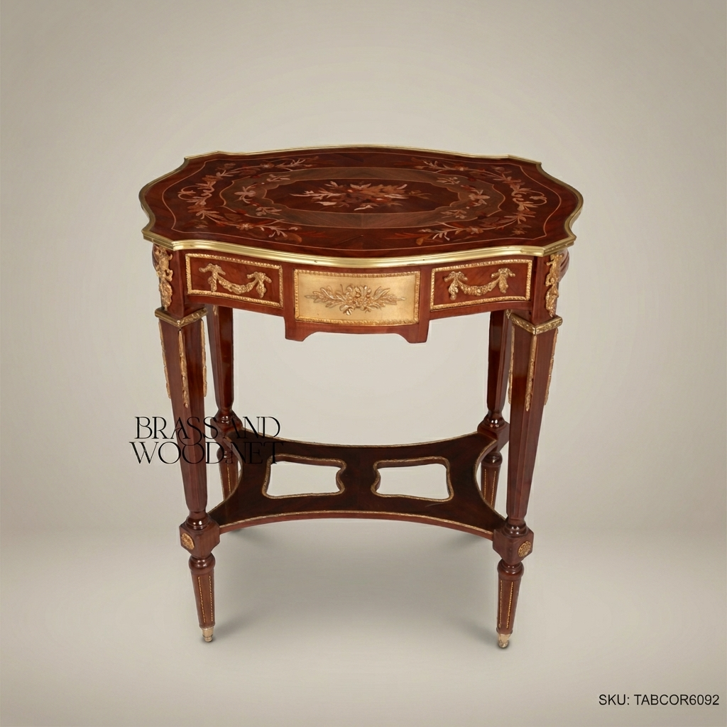 Louis XVI Marquetry Corner Table with Ormolu Mounts